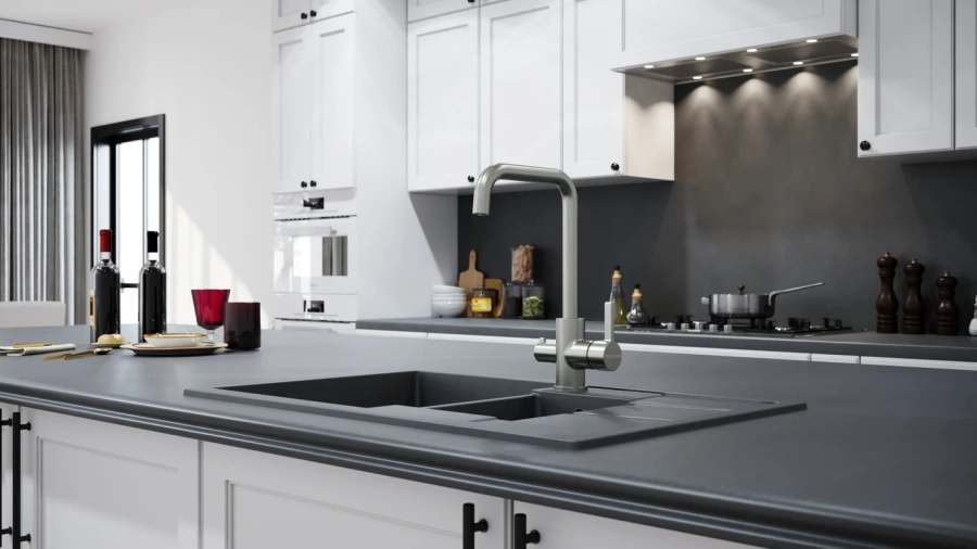 Смеситель для кухни Paulmark Logas никель Lo213021-NI (детальная фотография), для кухни