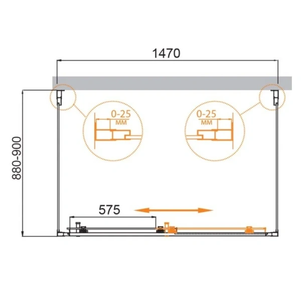 Душевой уголок Cezares Molveno 150х90 см прозрачное стекло MOLVENO-AH-12-150/90-C-Cr-IV (детальная фотография), прямоугольные