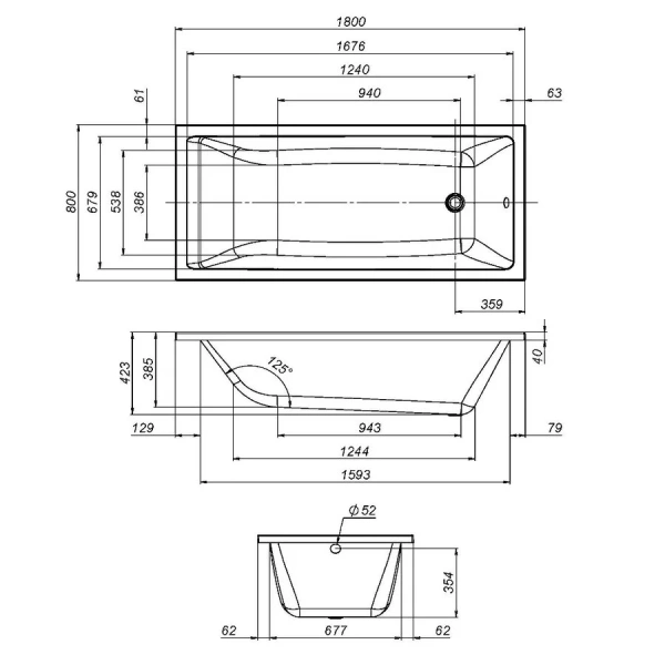 Ванна акриловая Am.Pm Gem 180x80 белая W93A-180-080W-A (детальная фотография), акриловые