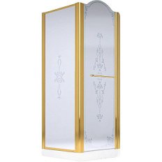 Душевой уголок Migliore Diadema 90х90 см профиль золото стекло матовое декорированное