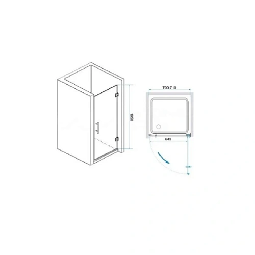 Душевая дверь в нишу RGW Hotel HO-011B 70 см профиль черный, прозрачное стекло - фото 2