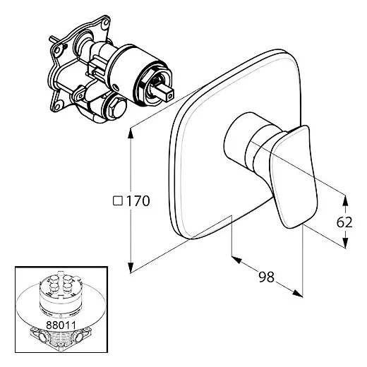 Смеситель для душа Kludi Ambienta хром 536550575 (детальная фотография), для душа