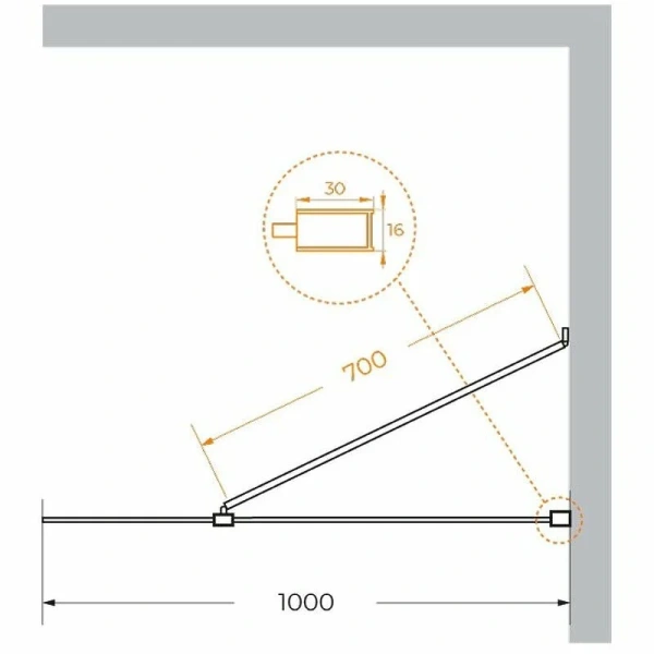 Душевая перегородка Cezares Liberta 100 см стекло прозрачное, профиль хром LIBERTA-L-1-TB-100-C-Cr (детальная фотография), современные, hi-tech