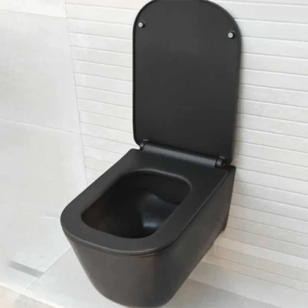 Унитаз подвесной Kerasan Tribeca черный матовый 511431 (детальная фотография), без бачка, со скрытым бачком