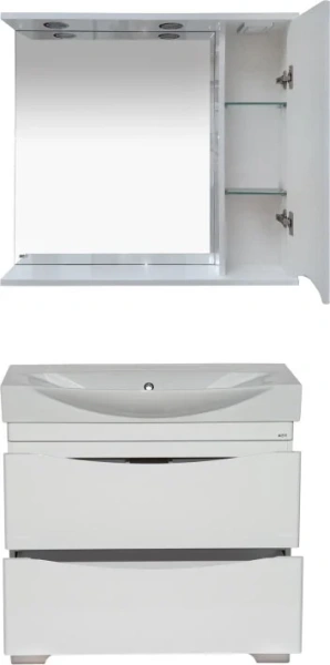 Зеркальный шкаф с подсветкой Misty Элвис 85 см правый П-Элв-01085-011П (детальная фотография), современные, hi-tech