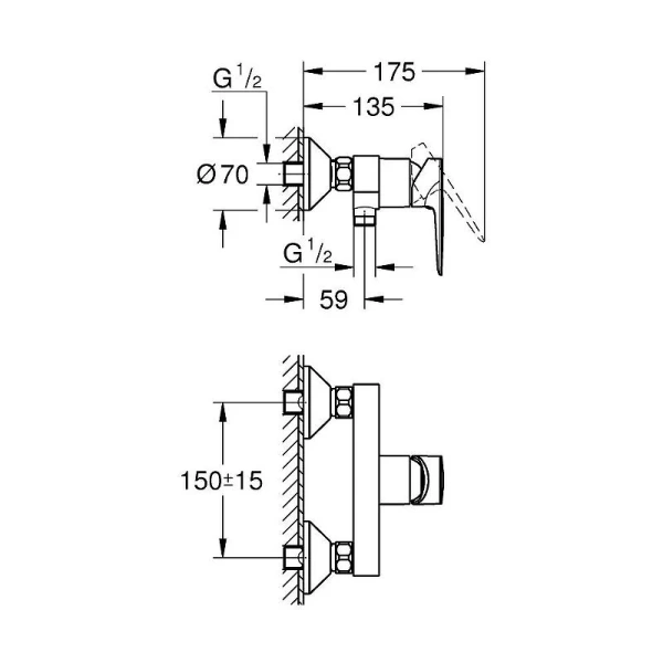 Смеситель для душа Grohe BauEdge хром 23635001 (детальная фотография), для душа