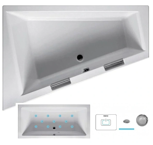 Ванна гидромассажная Riho Doppio 180 x 130 см, AIR, левая/правая BA9000500000000_AIR (детальная фотография), с гидромассажем