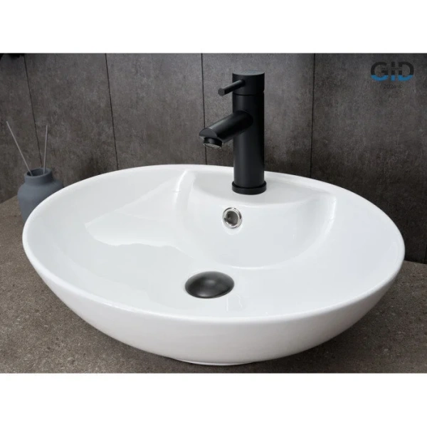 Раковина GID Lago N9005 51 см белая 51206 (детальная фотография), накладные (на столешницу)