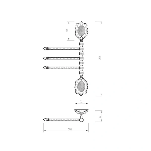 Полотенцедержатель Migliore Cleopatra хром 16673 (детальная фотография), классические, ретро, декорированные