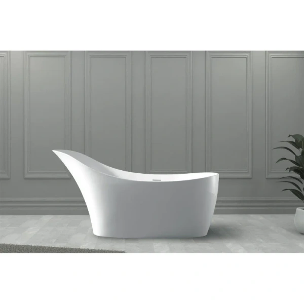 Ванна из искусственного камня Abber Stein 170x75 см белая матовая AS9618 (детальная фотография), современныe, hi-tech