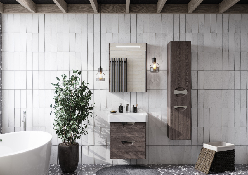 Тумба под раковину подвесная Акватон Сильва 60 см дуб макиато 1A211801SIW50 (детальная фотография), в наличии