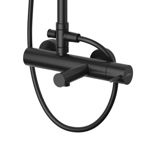 Душевая стойка Cezares Leaf черная матовая LEAF-CVDA-30-NOP (детальная фотография), с тропическим душем