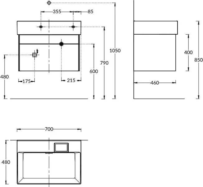 Тумба под раковину подвесная Kerama Marazzi Logica 70 см белая LOG.70.2\WHT (детальная фотография), комплект (набор)