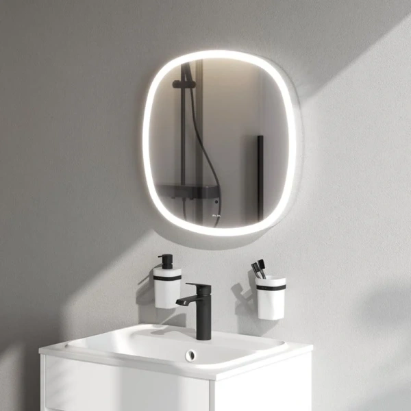 Зеркало с подсветкой Am.Pm Func 55 см равностороннее M8FMOX0551WGS (детальная фотография), с подсветкой