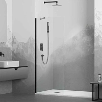 Душевая перегородка RGW Walk In WA-102-B 80 см профиль черный, стекло прозрачное