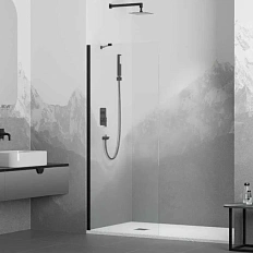 Душевая перегородка RGW Walk In WA-102-B 80 см профиль черный, стекло прозрачное