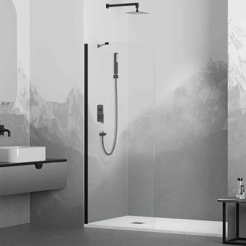 Душевая перегородка RGW Walk In WA-102-B 80 см профиль черный, стекло прозрачное - фото 2