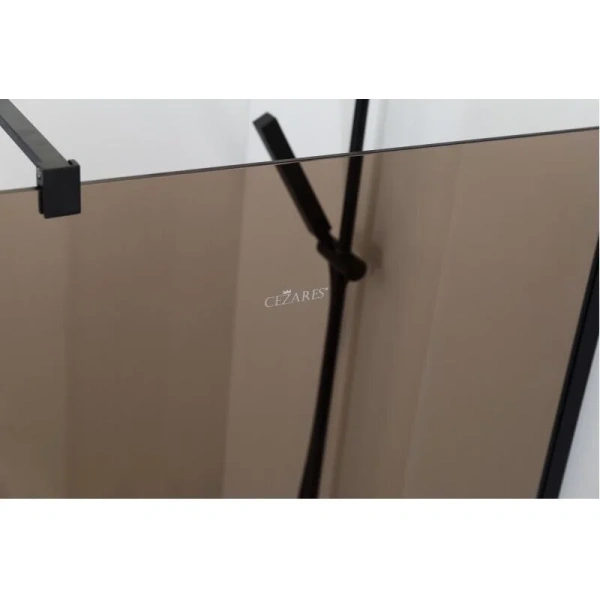 Душевая перегородка Cezares Liberta 110 см стекло бронза, профиль черный LIBERTA-L-1-110-120-BR-NERO (детальная фотография), стеклянные