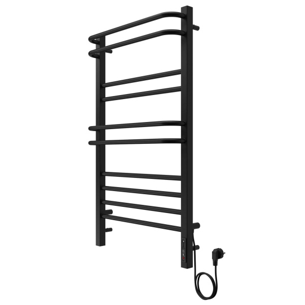Полотенцесушитель электрический Акватек Бетта 50x90 см черный муар AQ EL KRC1090BL (детальная фотография), лесенка, вертикальные