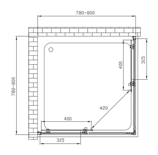 Душевой уголок Vincea Alpha 80х80 см стекло текстурное VSS-3AL800MT (детальная фотография), современные, hi-tech