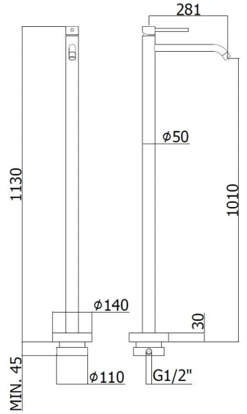 Смеситель для раковины Paffoni Light черный матовый LIG031NO (детальная фотография), для раковины