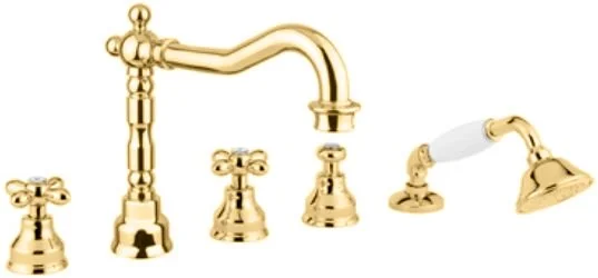 Смеситель для ванны Migliore Princeton Plus установка на борт (детальная фотография), классические, ретро, с кристаллами swarovski, с элементами дерева, с элементами керамики, декорированные