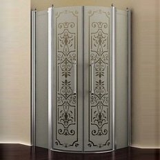 Душевой уголок, профиль золото, матовое стекло, прозрачный узор, Romance Collection Malme