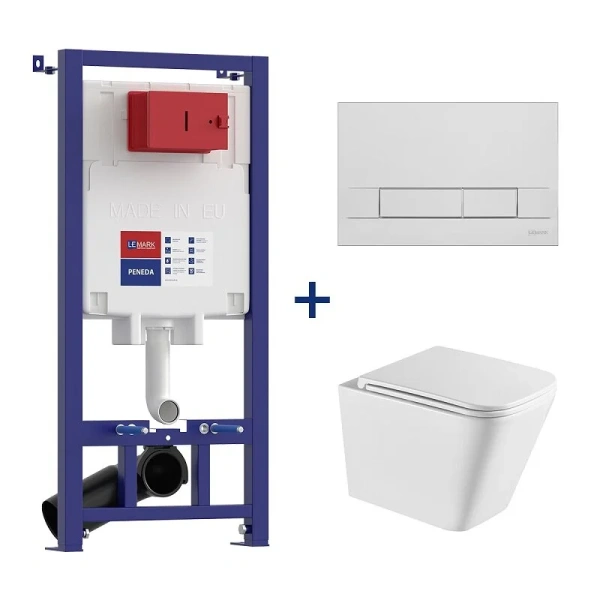 Унитаз с инсталляцией Lemark Florex клавиша хром глянец 100801419 (детальная фотография)