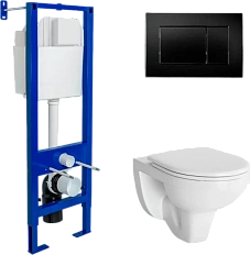 Унитаз с инсталляцией BERGES Gamma клавиша черная