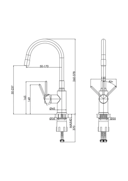 Смеситель для кухни Cersanit Melar сатин/белый 68236 (детальная фотография), для кухни