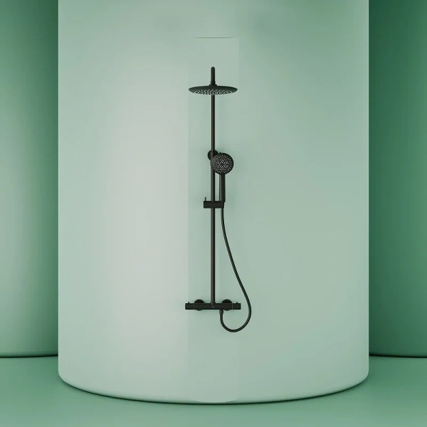 Душевая стойка Sancos Game черная матовая SC3002MB (детальная фотография), с тропическим душем