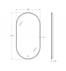 Зеркало с подсветкой Cezares 55 см с сенсорным выключателем