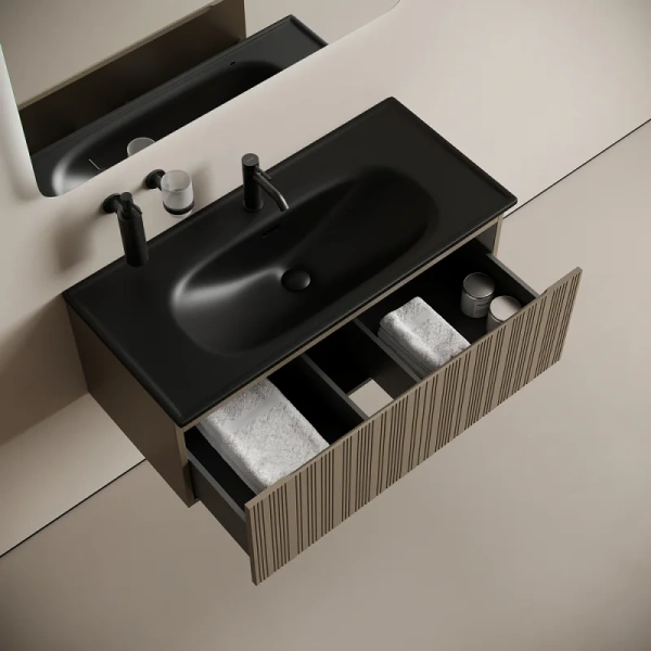 Тумба под раковину подвесная Sancos Code 100 см серо-бежевая CD100GB (детальная фотография) index_1