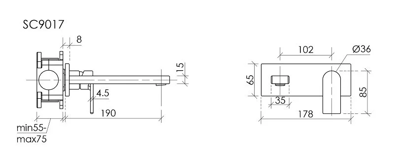 Смеситель для раковины Sancos Studio вороненая сталь SC9017GG (детальная фотография), для раковины