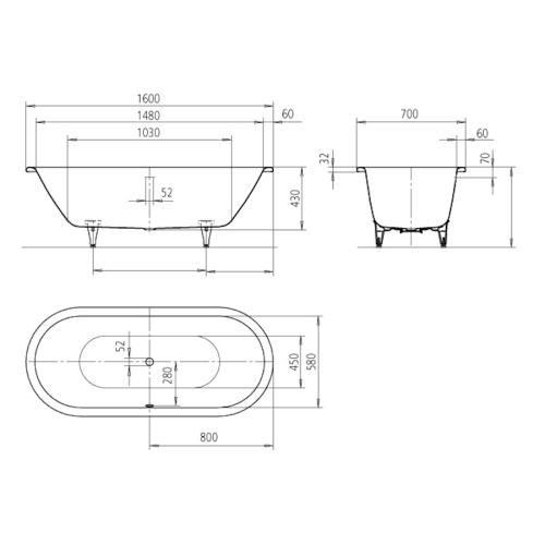 Ванна с противоскользящим покрытием antislip Kaldewei Ambiente 291330000001 (детальная фотография), глубокие