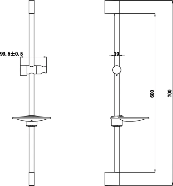 Штанга для душа Bravat хром D141C-1 (детальная фотография), штанги для душа