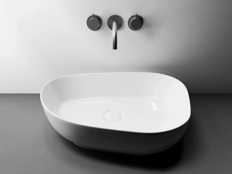 Раковина Ceramica Nova Element 55 см асимметричная CN5003 (детальная фотография), накладные (на столешницу), пристенные