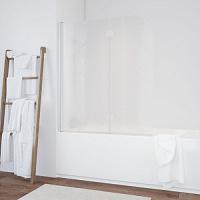 Душевая шторка на ванную профиль белый стекло шиншилла Vegas-glass