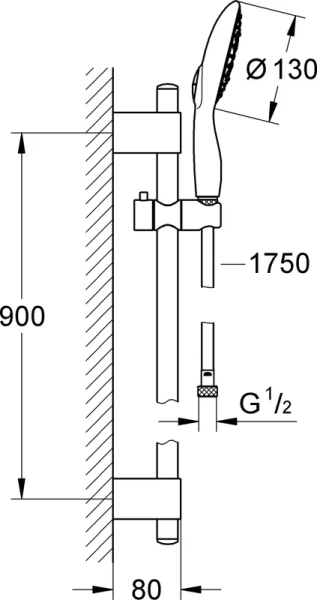 Душевой комплект Grohe Power&Soul 27738000 (детальная фотография), нет в наличии index_1