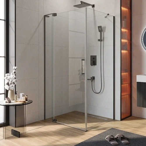 Душевой уголок Cezares Slider 110х90 см стекло прозрачное профиль оружейная сталь - фото 8