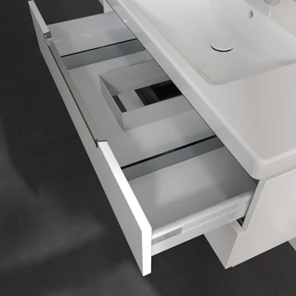 Тумба под раковину подвесная Villeroy & Boch Subway 2.0 100 см белый глянец A69010DH (детальная фотография), моноблок