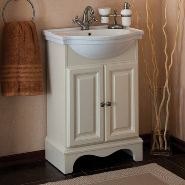 Тумба под раковину, цвет слоновая кость матовый, фурнитура состареное серебро, La Beaute Michel BMI60AVO.CR (детальная фотография)