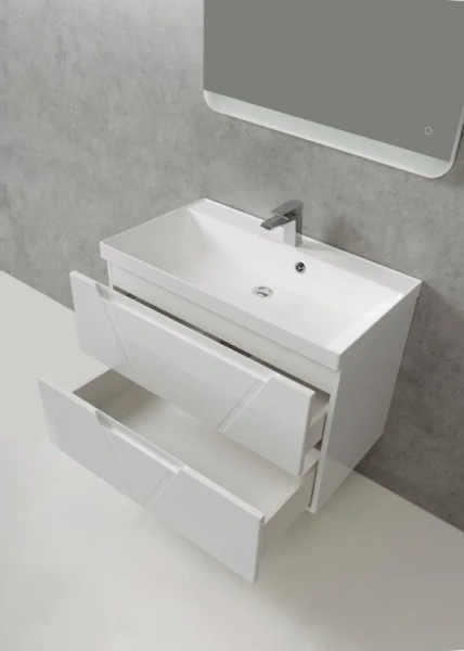 Тумба под раковину подвесная BelBagno Vittoria 80 см bianco lucido VITTORIA-800-2C-SO-BL-P (детальная фотография), подвесная, пристенная
