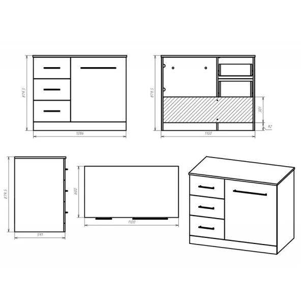 Тумба под раковину напольная Misty Респект 110 см белая/дуб артизан левая Э-Рес01110-13ЯЛ (детальная фотография), в наличии