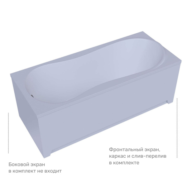 Ванна акриловая Акватек Афродита 170x70 см с фронтальной панелью и опорной конструкцией AFR170-0000032 (детальная фотография), акриловые