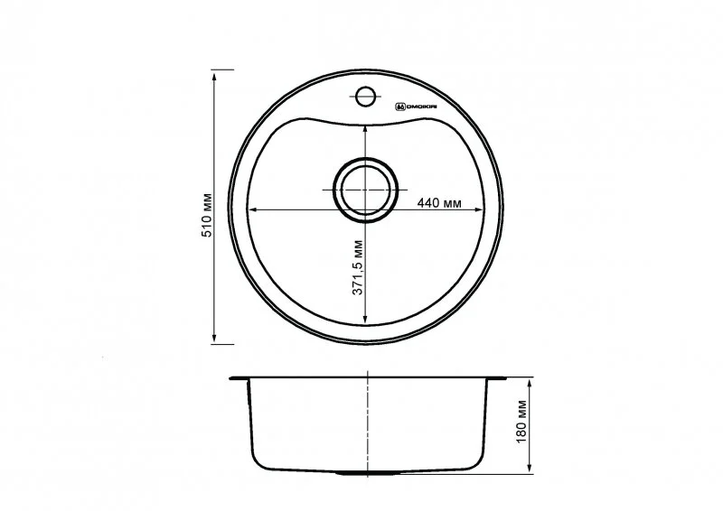 Мойка для кухни Omoikiri Saroma 51-IN 51 см нержавеющая сталь 4993007 (детальная фотография), врезные