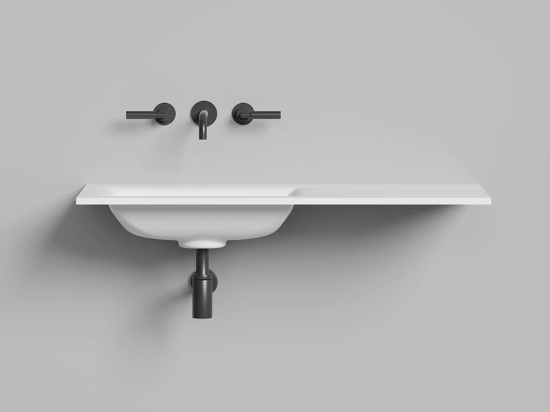 Раковина Salini Onda Flow Square 200 см белый матовый 1402206MN (детальная фотография), подвесные, пристенные