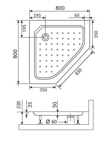 Душевой поддон RGW Acryl Style-TR 80х80 см трапеция 16180588-11 (детальная фотография), недорогие