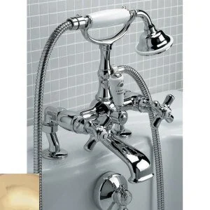 Смеситель для ванны с лейкой и шлангом, 2 отверстия, светлое золото, Devon&Devon City UTCI133P (детальная фотография)