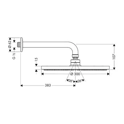 Верхний душ Hansgrohe Raindance S хром 27493000 (детальная фотография), верхние души